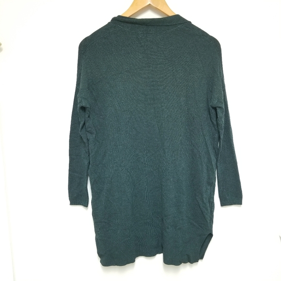 Zara knit green open oversized draped neck sweater - Picture 2 of 5